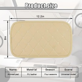 HZEL Car Center Console Cover, Leather Waterproof Automobile Armrest Seat Box Cushion Pad, Comfortable Vehicle Interior Protector Accessories, Universal for SUV, Truck, Sedan (Beige)