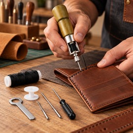 Leather Hand Sewing Tool for Stitching & Repairs – Stainless Steel Manual Stitcher for Leather, Canvas & DIY Crafts