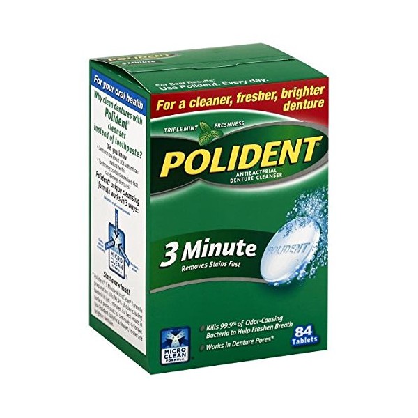 Polident 3-Minute Antibacterial Denture Cleanser-84 ct