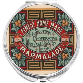 NewCharms Scottish Home Made Marmalade Vintage Label Compact with Mirrors - Perfect Pocket and Purse Size Folding Mirror for Applying Make Up Anywhere