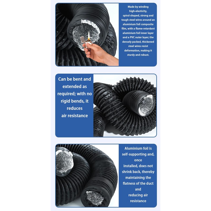 XIKUA 150mm Aluminium-Plastic Composite Flexible Ventilation Duct Hose