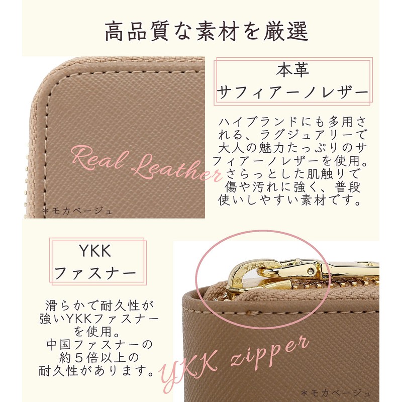 Honey&blue Women's Card Case, Genuine Leather, YKK Zipper, Skimming, Coin