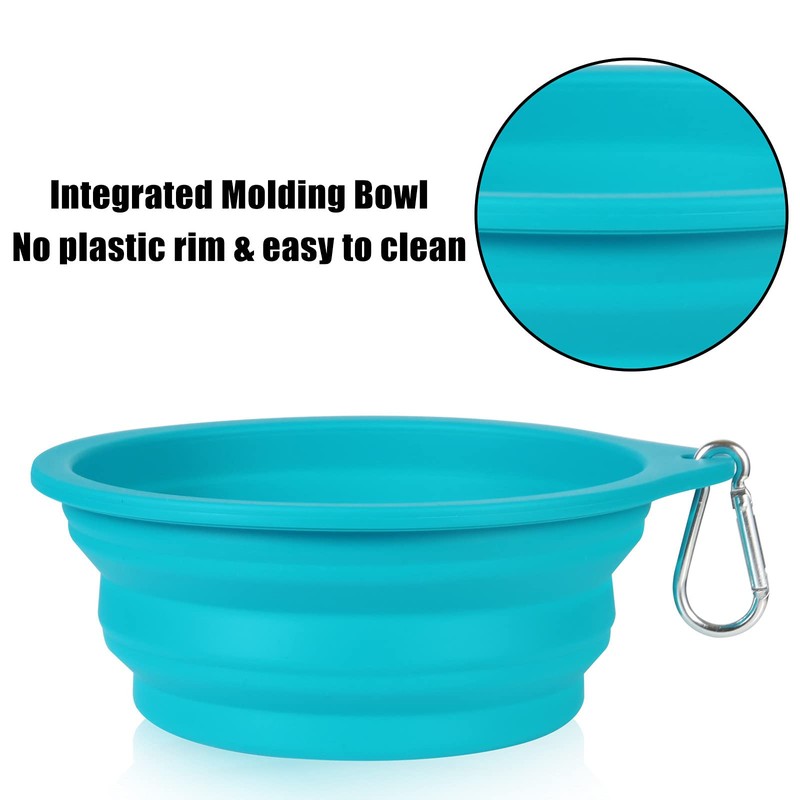 SLSON 2 Pack Dog Bowls Integrated Foldable No Rim Plastic