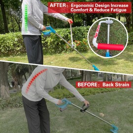 NeJesZoe Ergonomic Trimmer Grip Extension Handle with Bracket Clamp for String Trimmer, Lawn Care, Landscaping (White Red)