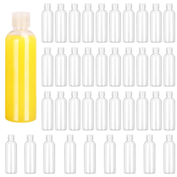 KUKLIPJIM 40 Pack 7 oz Plastic Bottles with Caps, Clear