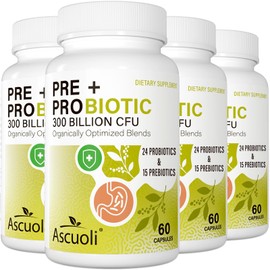 Probiotics for Women & Men - 300 Billion CFU, 22 Strains + 15 Organic Herbs Prebiotics Blend, Daily Probiotic for Digestive Health, Immune, Gut, Bloating - 240 Vegetarian Capsule (240-Days Supply)