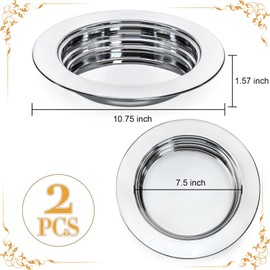 Bekith 2 Pack Communion Plates for Church, Communion Ware Stainless Steel Bread Tray, Church Supplies Set, Silver