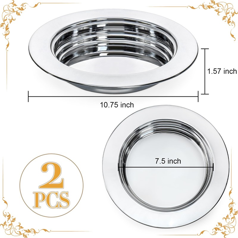 Bekith 2 Pack Communion Plates for Church, Communion Ware Stainless