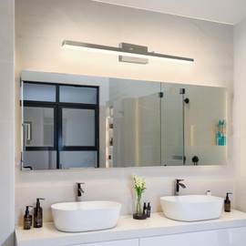 LIAYUMS 36-Inch Modern LED Bathroom Lights Fixtures, Dimmable 36W 3000K Warm White Makeup Vanity Lighting, Brushed Nickel Vanity Light, Adjustable Bathroom Light Bar Over Mirror