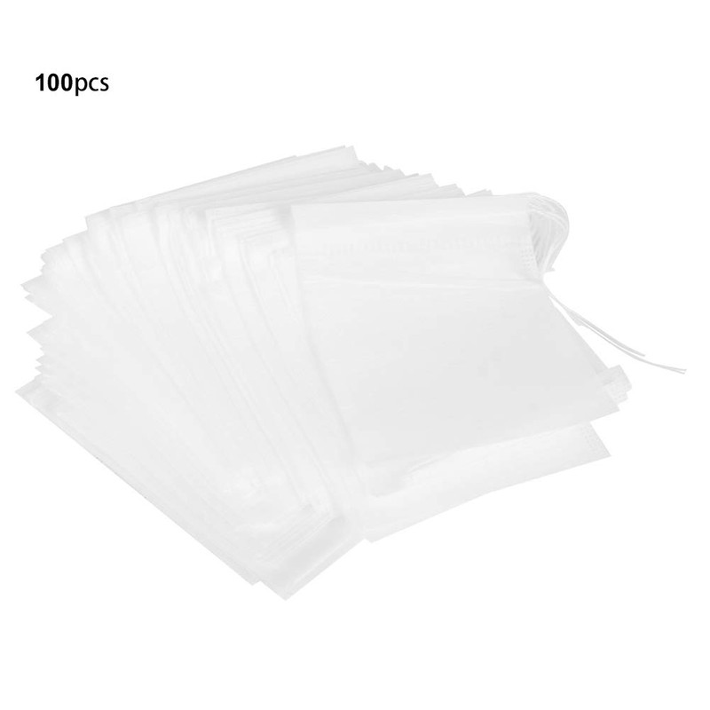 100Pcs 7x9cm Disposable Safe Tea Bags with Drawstring, Tea Bags,