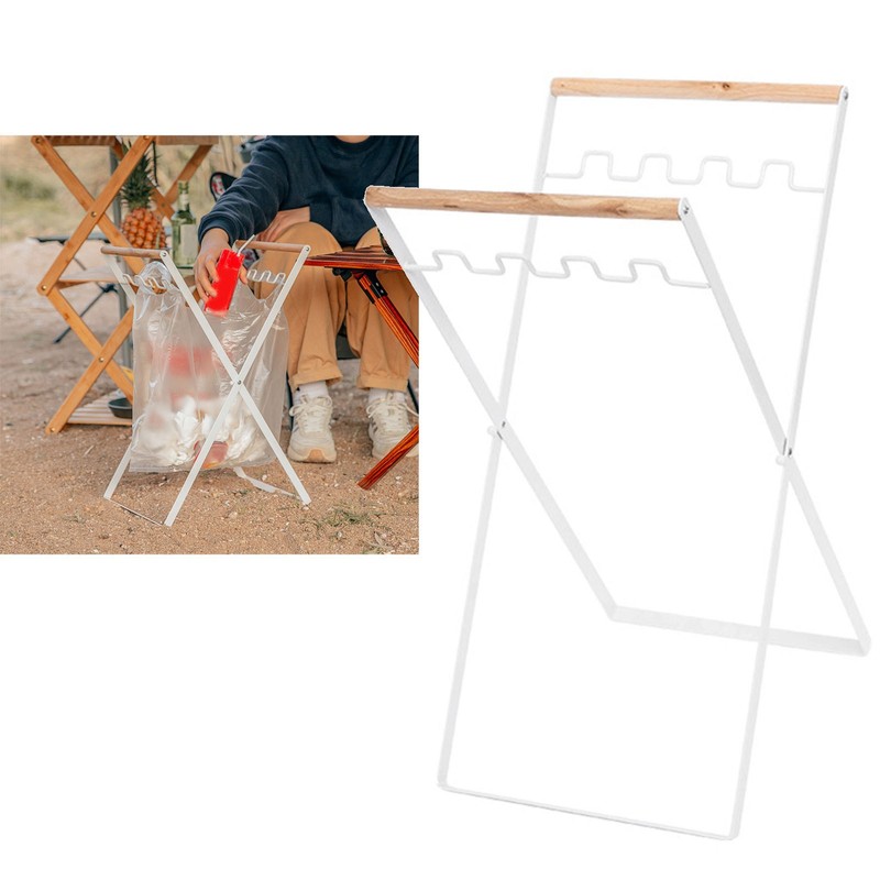 Trash Bag Holder Metal Garbage Bag Holder Portable Outdoor Leaf