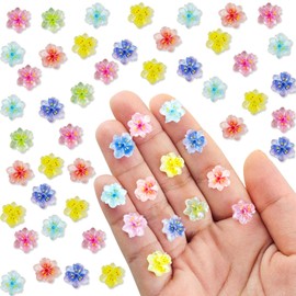 WOZADU 100 PCS Tiny Sakura for Crafts Luminous Mini Resin Sakura Dollhouse Miniatures Mini Flowers for Fairy Garden Micro Landscaping Decoration