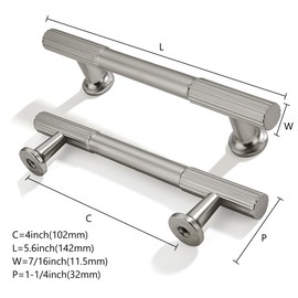 ZAUYX 2Pack 4Inch Hole Center Brushed Satin Nickel Cabinet Pulls Solid Heavy Duty Cabinet Pull is Suitable for Drawers Dressers Handles Kitchens Bathroom cabinets