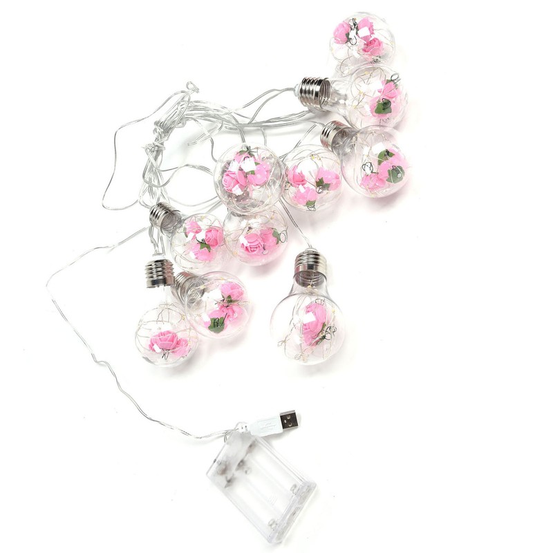 Light String 100LEDs Copper Wire Light String Artificial Rose E27