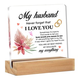 Romantic Gifts for Husband From Wife, I Love You Gifts for Husband Clear Acrylic Desk Sign 4 x 4 Inches