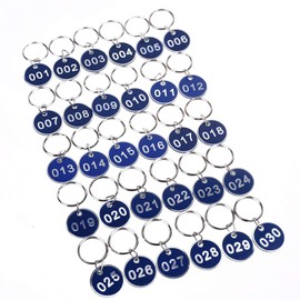 Aluminium and Plastic Numbered Key Fob 30mm 1-100 Blue