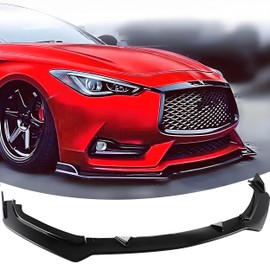 MUTUSAISI Front Bumper Lip Spoiler Splitter Fit for Infiniti Q60 Red Sport/Luxe/Pure/ 2017-2022 Accessories Gloss Black