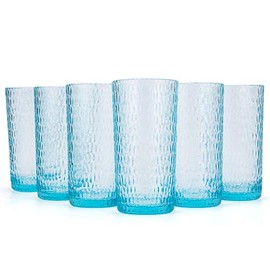 22-ounce Honeycomb Hiball Glasses Plastic Tumbler Acrylic Glasses, set of 6 Blue
