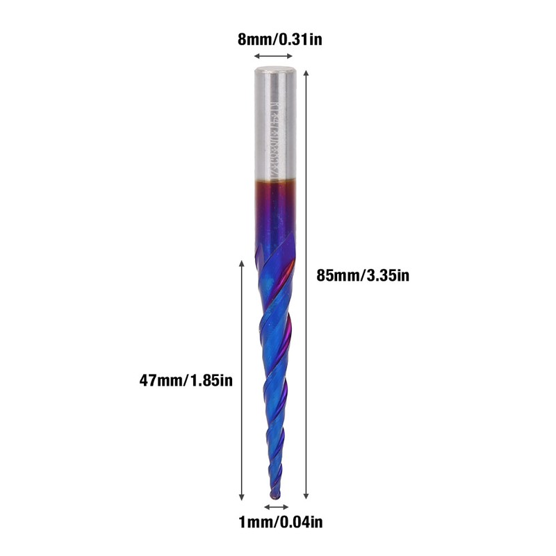 1 Pcs End Mill Tungsten Cemented Carbide 2T Blue Milling