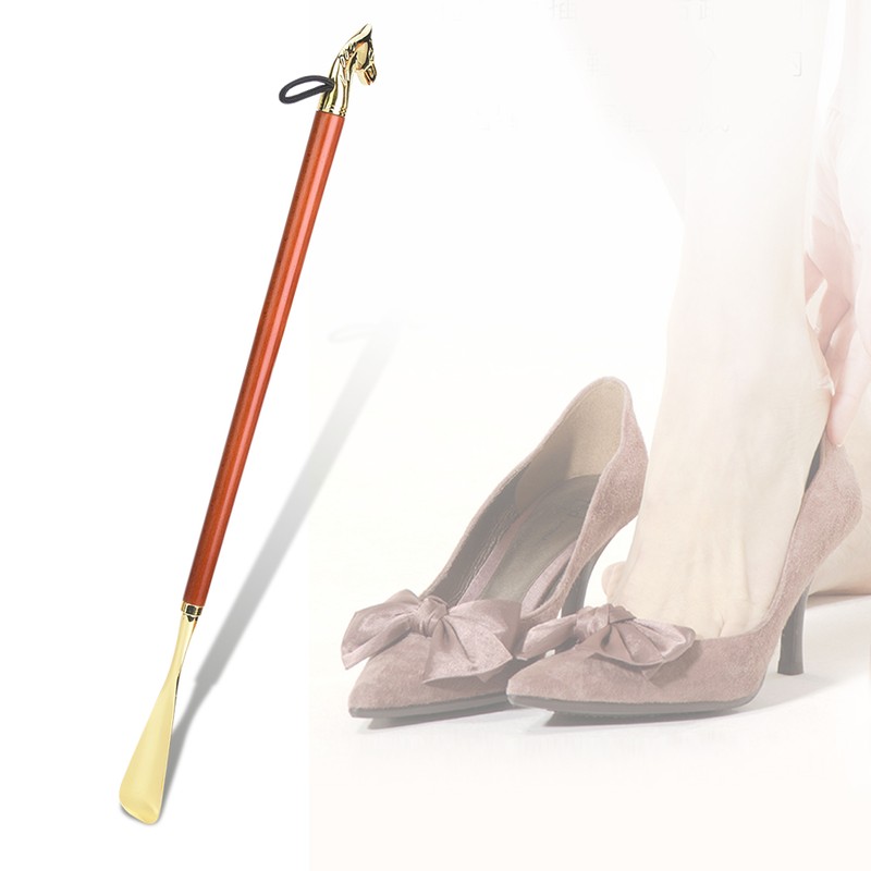 Horse Head Shoe Horn Lifter Universal Long Beech Handle Handled