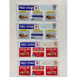 Red Star Instant Quick Rise Yeast and Active Dry Yeast, 2 packs of each (4 packs Total)