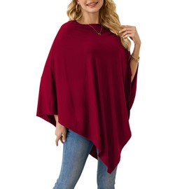Ferand Women's Versatile Poncho Tops Lightweight Wrap Scarf for Spring Summer, Burgundy