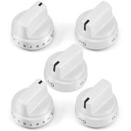 WB03X24795 Stove Knob for GE Stove Parts, KIP 5G92, 222D5793 Burner Knobs Replacement for GE Range Oven Parts White Plastic Surface Burner Control Knob Range Cooktop Knobs 5 Pcs