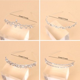 Jaciya Rhinestone Headbands Silver Bridal Headpiece Wedding Headband for Birthday Party First Communion