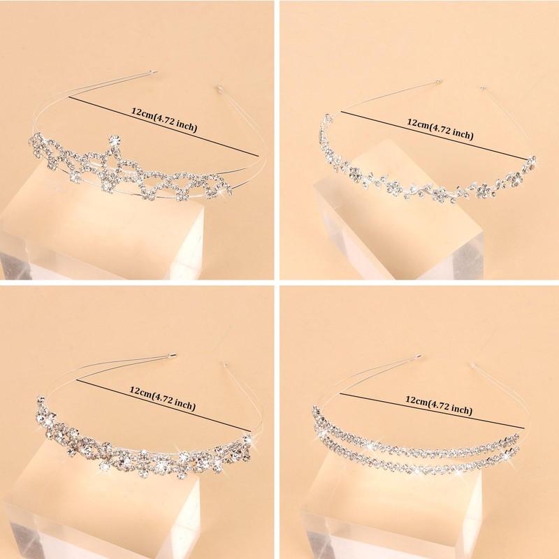 Jaciya Rhinestone Headbands Silver Bridal Headpiece Wedding Headband for Birthday