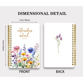 2pcs Inspirational Spiral Notebook with Inspirational Bible Verses,PSALM 23:3 He Restores My Soul . 50 Pages 5.5x 8.3inch, Ideal Birthday or Christian Gifts , Ideal for School or Office, Complemented