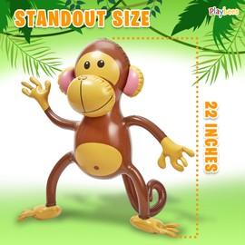 Playbees Large Inflatable Monkey 27" - 3 Pack Blow Up Animal Party Favors - Inflatables Jungle Decor, Monkeys for Baby Shower, Safari Birthday Kids & Toddlers Decorations, Kids Animal Party Supplies