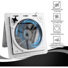 Pafessa USA RV Roof Vent with Fan 12-Volt - 14"x14" - Reversible 4-Speed - Touch Controls - Manual