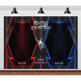 Loccor 6x4ft Fabric Boxing Arena Backdrop Boxing Ring VS Letters Fight Competition Sport Photography Background for Boxing Theme Party Decorations Photoshoot Studio Props
