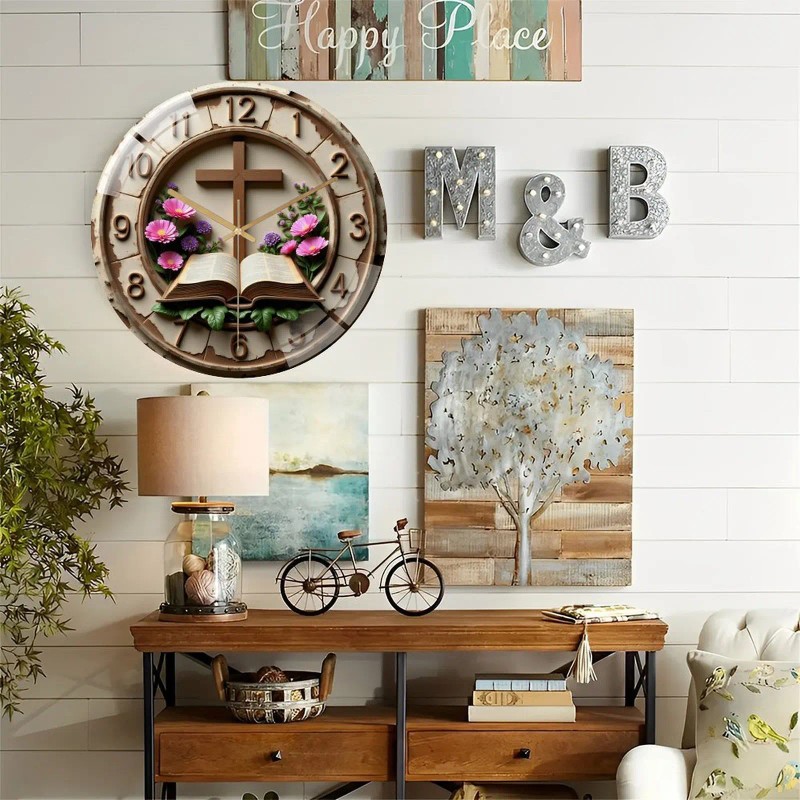 30x30cm Round Glass Wall Clock that Matches its Description and
