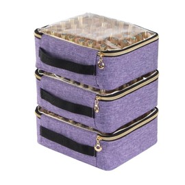 Hautton Nail Polish Organizer Holds 126 Bottles, Extra Large Storage Bag with 3 Drawers for Nail Polish Lamp Suppiles, Professional Sturdy Travel Case for Manicurist -Purple