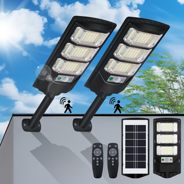 Cenfmltd Solar Outdoor Light 2 Pack, 144 LED 6500K Dusk