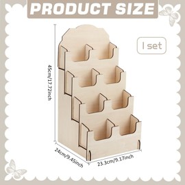 PH PandaHall 4-Tier Card Display Stand, Greeting Card Holder Photo Riser Stickers Holder Wooden Display Rack Display Rack Brochures Display Stands for Vendors Trade Show 17.7x9x9.5 inch