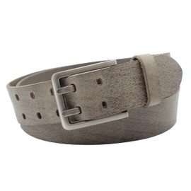NK Belt GmbH Handmade Men's Leather Belt Made of Buffalo Leather with Double Pin Buckle, Made in Germany, Suit Jeans Belt 43 mm #DD-15, gray