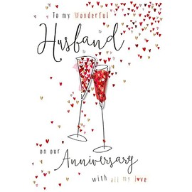 STUNNING TOP RANGE HANDMADE WONDERFUL HUSBAND ANNIVERSARY GREETING CARD