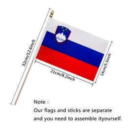 TSMD Slovenia Stick Flag Slovenian Small Mini Hand Held Flags,5x8 Inch,12 Pack