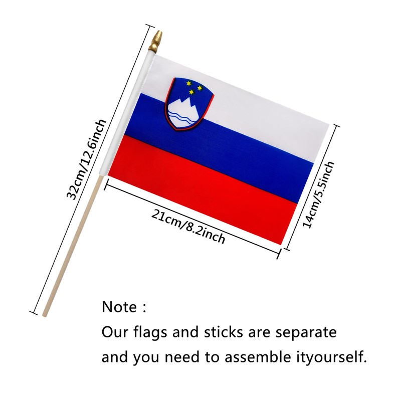 TSMD Slovenia Stick Flag Slovenian Small Mini Hand Held Flags,5x8