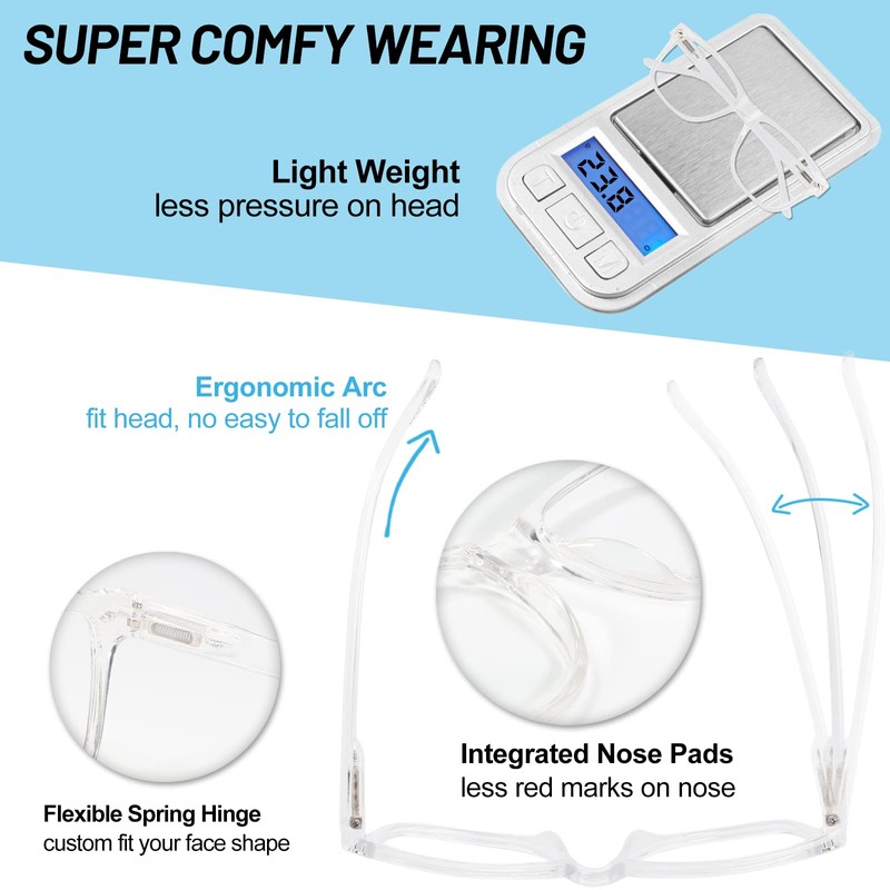 WEMOOTANTS Reading Glasses 1.75 for Women 4 Pack Large Square