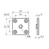 Design61 4 x Screw-On Plates, Mounting Plates, 37 x 37