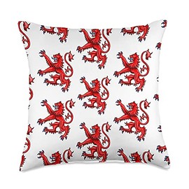 Lion Rampant Heraldry Scottish Patriotism Designs Scottish Rampant Lion Coat of Arms Flag of Scotland Throw Pillow, 18x18, Multicolor