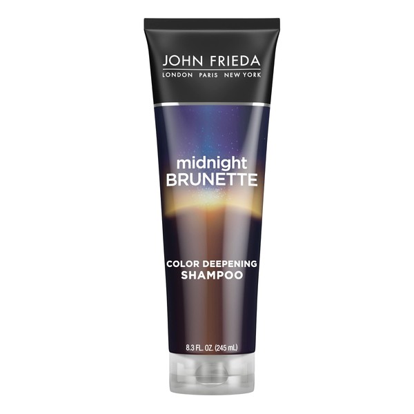 John Frieda Midnight Brunette Color Deepening Shampoo, 8.3 oz, with Evening Primrose Oil, Infused with Cocoa
