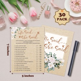 Bridal Shower Games, 25pcs Wedding Shower Game Cards, Rustic Floral Bachelorette Party Game Ideas, Engagement Bridal Shower Decorations and Gifts - 03