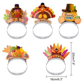 ASTARON 12 Pieces Thanksgiving Headbands for Thanksgiving Decorations, Thanksgiving Turkey Headbands for Thanksgiving Dinner Decor Thanksgiving Party Supplies