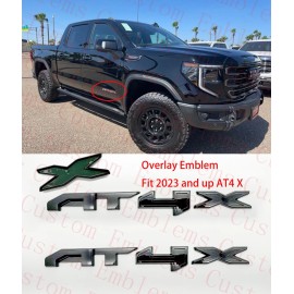 Auto 2PCS Doors Gloss Black AT4X OVERLAY Emblem 2023+ GMC Sierra 1500