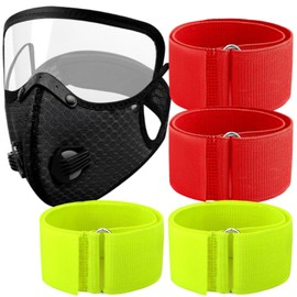 UTST Airsoft Mask Airsoft Game Marker Velcro Tape Face Guard Velcro Band (Black Mask + 2 Red + 2 Yellow)