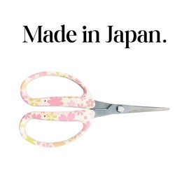 CHIKAMASA CRI-550SRF(Cherry Blossom), The Specialty Trimming Precise Scissors, Stainless Steel with Fluorine Coating, Curved Blade for Trimming, harvesting vegetables and fruit. (Cherry Blossom)